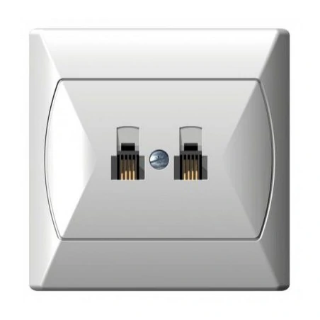 Gniazda-telefoniczne - gniazdo telefoniczne rj11 podwójne niezależne białe gpt-2an/00 akcent ospel 