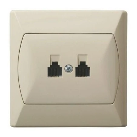 Gniazda-telefoniczne - gniazdo telefoniczne rj11 podwójne beżowe gpt-2an/01 akcent ospel 