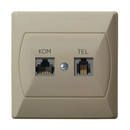 Gniazda-komputerowe - gniazdo komputerowe rj45 i telefoniczne rj11 beżowe gpkt-a/k/01 akcent ospel 