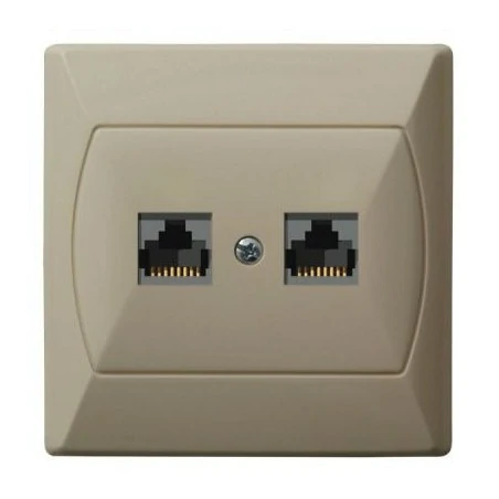 Gniazda-komputerowe - gniazdo komputerowe rj45 podwójne 5e beżowe gpk-2a/k/01 akcent ospel 