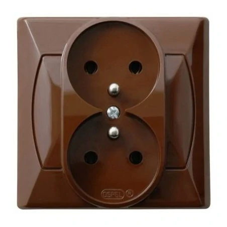 Gniazda-podwojne-podtynkowe - gniazdo podwójne podtynkowe z uziemieniem brązowe gp-2az/24 akcent ospel 