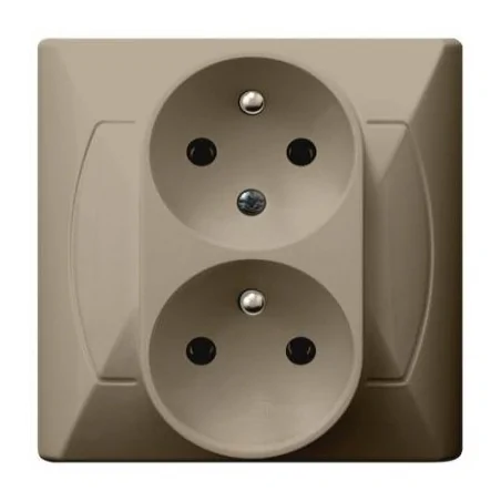 Gniazda-podwojne-podtynkowe - gniazdo podwójne podtynkowe z uziemieniem z funkcją niezamienności faz beżowe gp-2ac/01 akcent ospel 