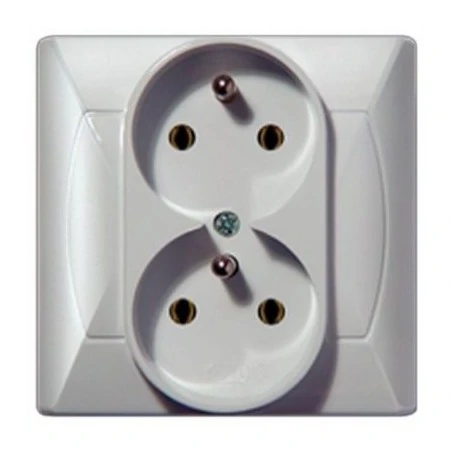 Gniazda-podwojne-podtynkowe - gniazdo podwójne z uziemieniem z funkcją niezamiennośći faz białe gp-2ac/00 akcent ospel 