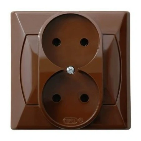Gniazda-podwojne-podtynkowe - gniazdko elektryczne podwójne podtynkowe brązowe gp-2a/24 akcent ospel 