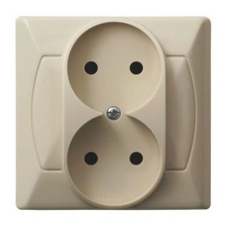 Gniazda-podwojne-podtynkowe - gniazdo podtynkowe podwójne bez uziemienia beżowe gp-2a/01 akcent ospel 