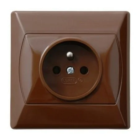 Gniazda-pojedyncze-podtynkowe - gniazdo pojedyncze podtynkowe z uziemieniem brązowe gp-1az/24 akcent ospel 