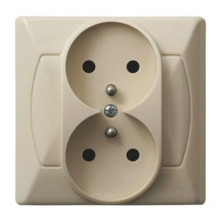 Gniazda-podwojne-podtynkowe - gniazdo podwójne podtynkowe z uziemieniem beżowe gp-2az/01 akcent ospel 