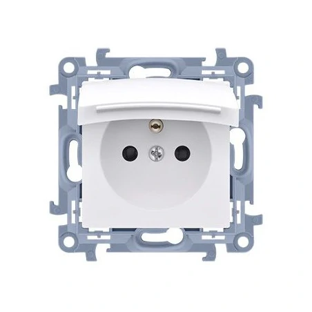 Gniazda-podtynkowe - gniazdo pojedyncze ip44 z białą klapką i przesłonami 16a cgz1bz.01/11 simon 10 kontakt-simon 