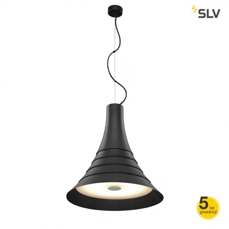 Lampy-sufitowe - czarna lampa wisząca sufitowa 30w 2700k 1450lm bato 45 1000435 slv 