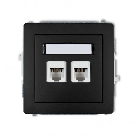 Gniazda-telefoniczne - podwójne gniazdo telefoniczne rj11 czarne matowe 12dgt-2 deco karlik 