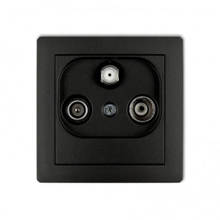 Gniazda-antenowe - czarne matowe gniazdo przelotowe rtv-sat 10db 12dgsp deco karlik 