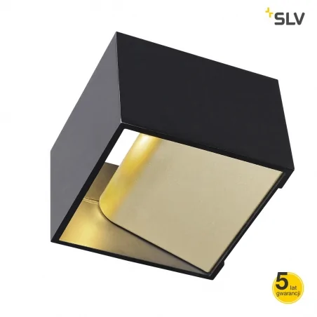 Kinkiety-do-salonu - oprawa ścienna logs in led czarna-mosiądz 2000k0k ściemnialna slv 