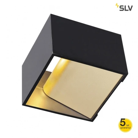 Kinkiety-do-salonu - oprawa ścienna logs in led czarna-mosiądz 2000k0k ściemnialna slv 