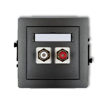 Gniazda-antenowe - podwójne grafitowe gniazdo rca typu cinch białe czerwone pozłacane 11dgrca-2 deco karlik 