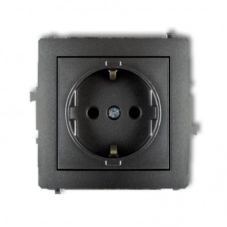 Gniazda-pojedyncze-podtynkowe - pojedyncze grafitowe gniazdo z uziemieniem schuko 11dgp-1s deco karlik 
