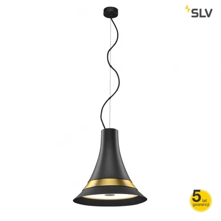 Lampy-sufitowe - lampa sufitowa bato 35 led czarna z mosiężnym pierścieniem slv 