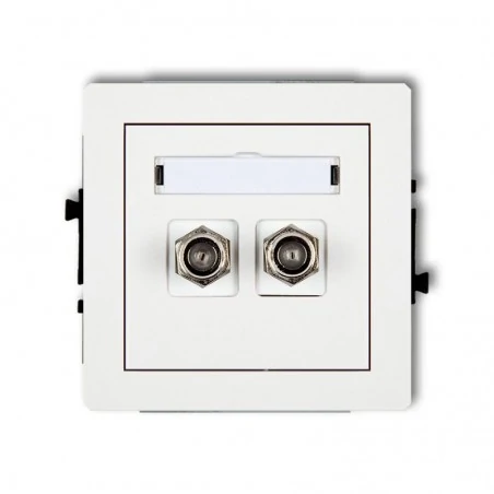 Gniazda-antenowe - podwójne białe gniazdo antenowe typu f (sat) dgf-2 deco karlik 