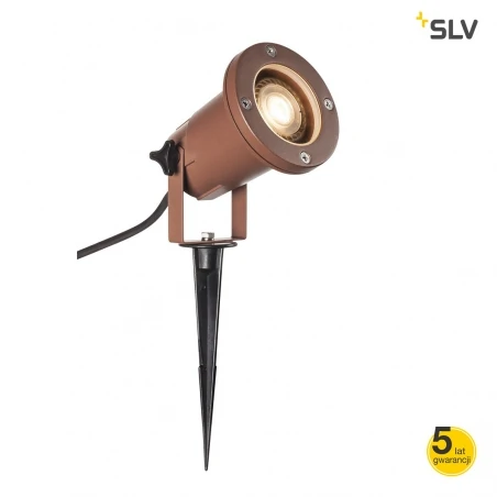 Lampy-ogrodowe-stojace - lampa wbijana do ogrodu reflektor rdzawy gu10 11w nautilus spike 15 1001964 slv 