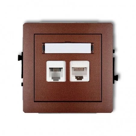 Gniazda-komputerowo-telefoniczne - brązowe metaliczne gniazdo telefoniczne rj11+komputerowe rj45 9dgtk deco karlik 