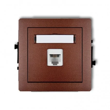 Gniazda-telefoniczne - brązowe gniazdo telefoniczne rj11 pojedyncze 9dgt-1 deco karlik 