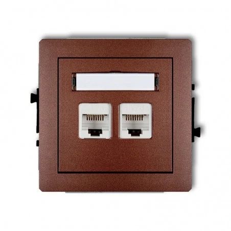 Gniazda-komputerowe - podwójne gniazdo komputerowe brązowe rj45 5e 9dgk-2 deco karlik 