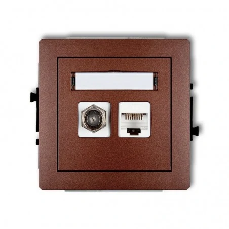 Gniazda-antenowe - gniazdo antenowe sat+komputerowe rj45 brązowe 9dgfk deco karlik 
