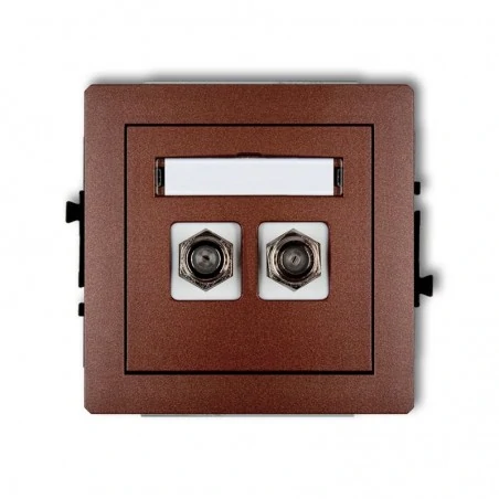 Gniazda-antenowe - brązowe gniazdo antenowe podwójne typu f (sat) 9dgf-2 deco karlik 