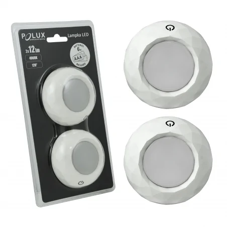 Oprawy-meblowe-podszafkowe - lampa podszafkowa led biała okrągła 2szt 311122 polux 