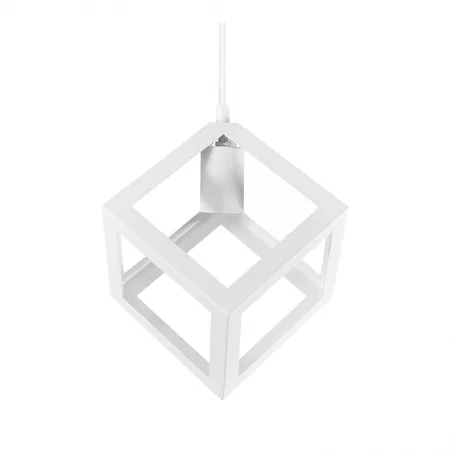 Lampy-sufitowe - lampa wisząca biała sześcian e27 20w il mio sweden b 306890 polux 