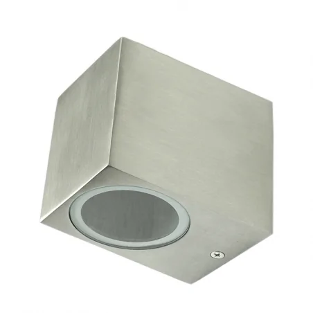 Kinkiety-ogrodowe - kinkiet ogrodowy aluminiowy boston gla37pw1sb 1xgu10 prostokątny w dół satynowy szczotkowany polux 