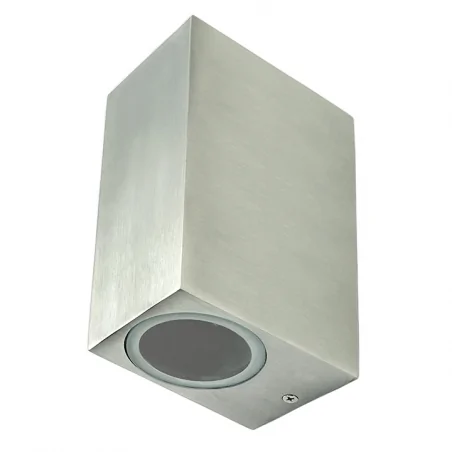 Kinkiety-ogrodowe - kinkiet ogrodowy aluminiowy boston gla37pw2sb 2xgu10 prostokątny góra/dół satynowy szczotkowany polux 