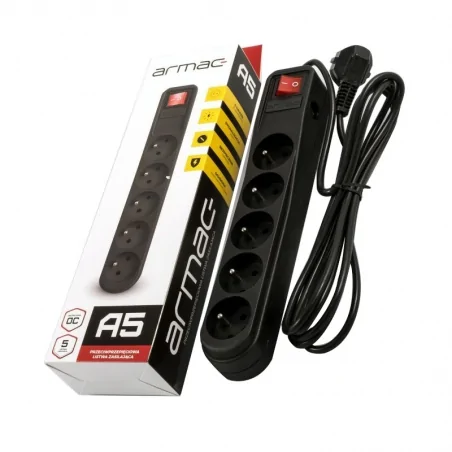 Listwy-zasilajace - arc5/3m listwa przeciwprzepięciowa na 5 gniazd czarna 