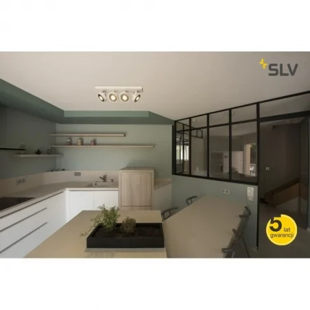 Lampy-sufitowe - biała oprawa sufitowa poczwórna gu10 75w kalu 4 1002024 slv 