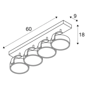 Lampy-sufitowe - lampa ścienno-sufitowa poczwórna czarna gu10 75w kalu 4 1002023 slv 