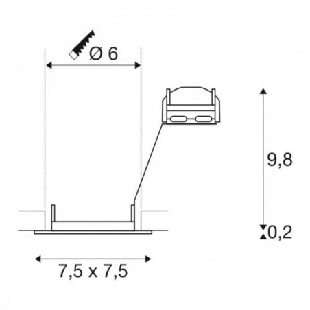 Oprawy-sufitowe - wpuszczane oczko sufitowe kwadrat chrom pika qpar51 slv 