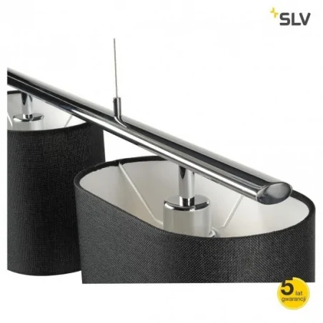 Lampy-sufitowe - czarna lampa wisząca triadem 3 klosze materiałowe 3xe27 60w max slv 