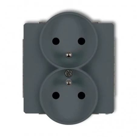 Gniazda-podwojne-podtynkowe - podwójne gniazdo z uziemieniem grafitowy mat 28dgpr-2z deco karlik 
