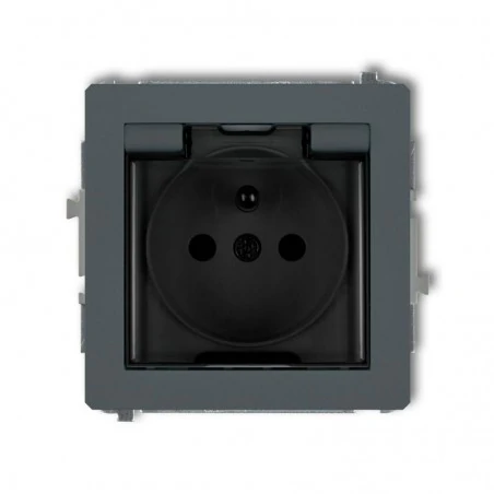 Gniazda-pojedyncze-podtynkowe - gniazdo grafitowe matowe z klapką dymną ip44 28dgpb-1zd deco karlik 