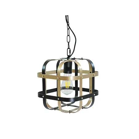 Lampy-sufitowe - wisząca lampa sufitowa czarny/jasny brąz e27 10w led il mio klatka 1 312471 polux 