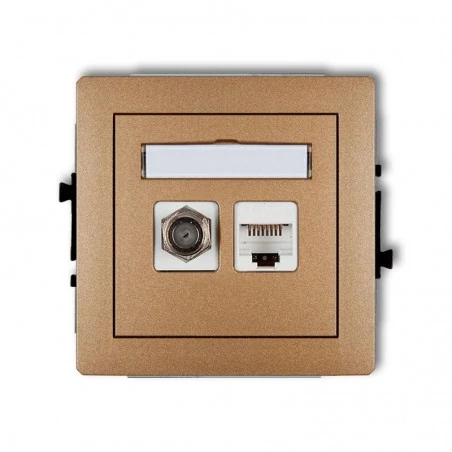 Gniazda-antenowe - złote metaliczne gniazdo antenowe sat+komputerowe rj45 8dgfk 