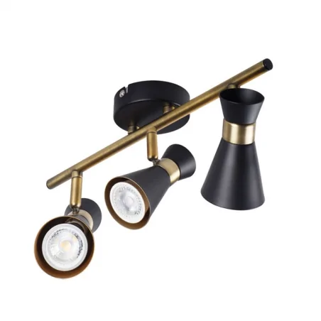 Lampy-sufitowe - spot oświetleniowy potrójny czarny/złoty 35w gu10 mileno el-3i b-ag 29116 kanlux 