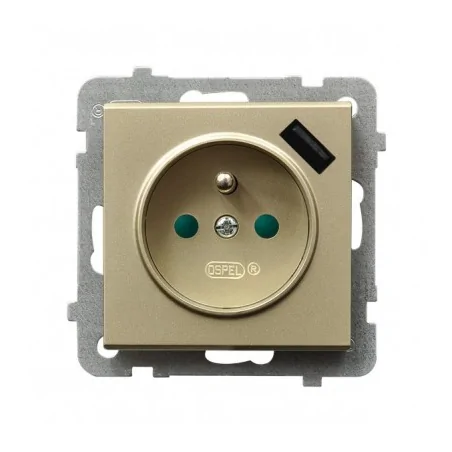 Gniazda-podwojne-podtynkowe - pojedyncze gniazdo z ładowarką usb w kolorze szampański złoty gp-1rzpusb/m/39 sonata ospel 
