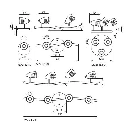 Kinkiety-do-salonu - poczwórny chromowany kinkiet 4x50w gu10 moli el-4i 07088 kanlux 