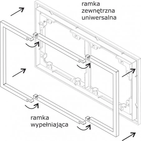 Ramki-poczworne - wypełniająca srebrna metaliczna ramka poczwórna 7drw-4 deco karlik 