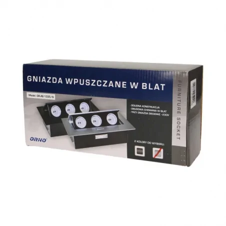 Gniazda-meblowe - gniazdo meblowe chowane w blat z grubym rantem 3x2p+z or-ae-1335/g orno 