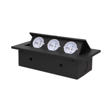 Gniazda-meblowe - gniazdo meblowe wpuszczane w blat z grubym rantem czarne 3x2p+z or-ae-1335/b orno 