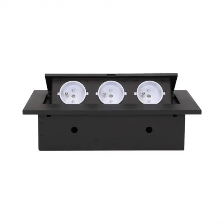 Gniazda-meblowe - gniazdo meblowe wpuszczane w blat z grubym rantem czarne 3x2p+z or-ae-1335/b orno 