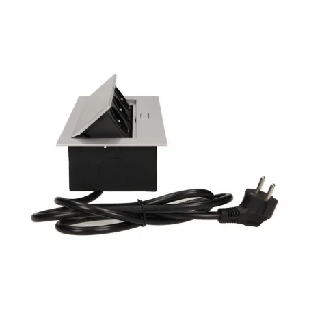 Gniazda-meblowe - gniazdo meblowe wsuwane w blat z płaskim rantem 3x2p+z srebrne 1,5m or-ae-1372/g orno 