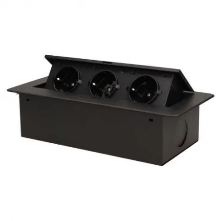 Gniazda-meblowe - gniazdo meblowe chowane w blacie schuko z płaskim frezowanym rantem 3x2p+z czarne or-ae-1336/b(gs) orno 