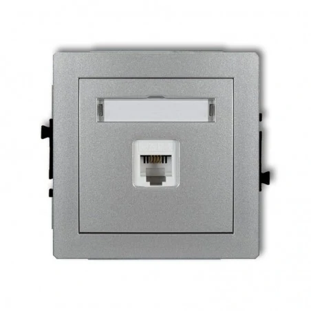 Gniazda-telefoniczne - srebrny mechanizm gniazda telefonicznego rj11 7dgt-1 deco karlik 